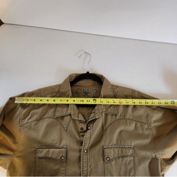 Twenty X Tan Corduroy Pearl Snap Western Button Down Shirt Slim Fit Mens XXL - Picture 10 of 14